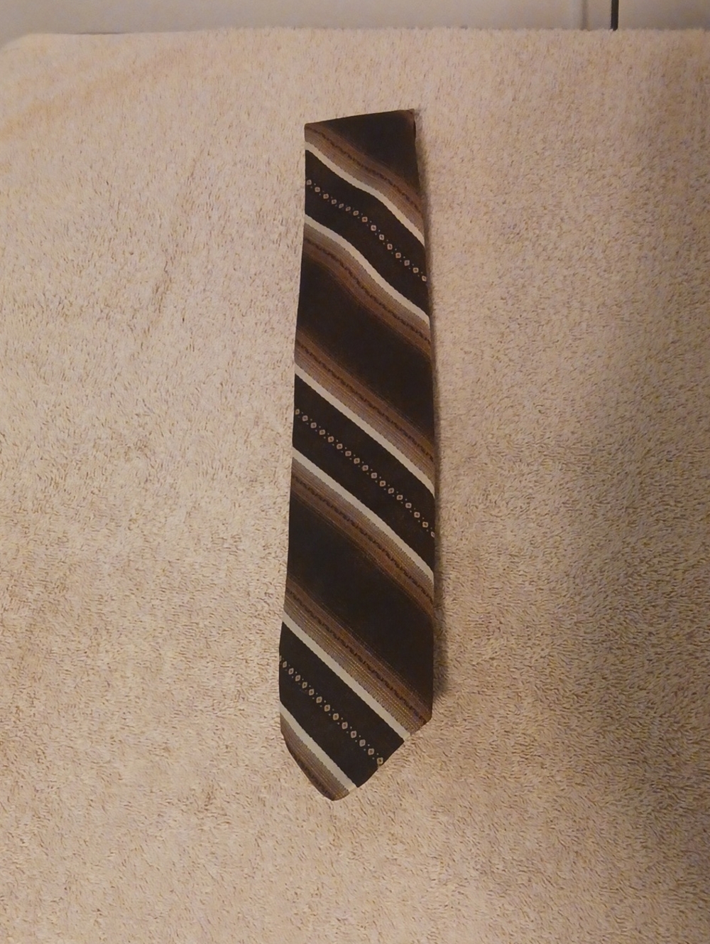 April Cornell Brown and Cream Striped Men's Tie